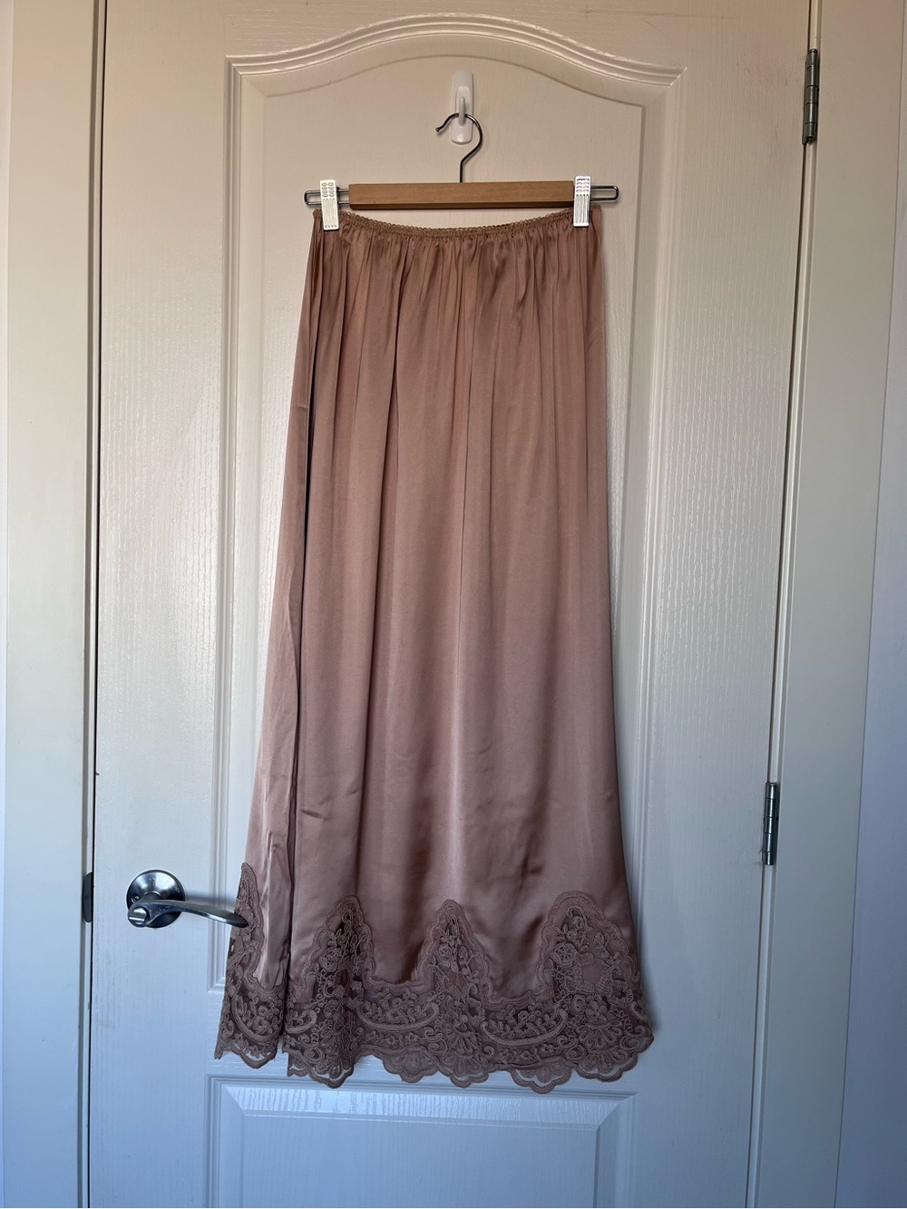 H&M Edition Beige Lace-Hem Long Skirt